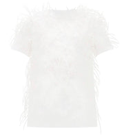 White Feather-embellished top - Amelie Baku Couture