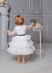 Alice White Lace Long Sleeve Dress for Girls - Amelie Baku Couture